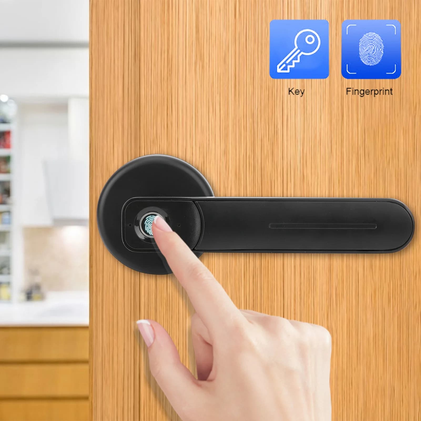 Smart Lock Smart Fingerprint Door Lock Electronic Biometric with Emergency Key for Apartment Residence Company Hotel 3.7‑6V
