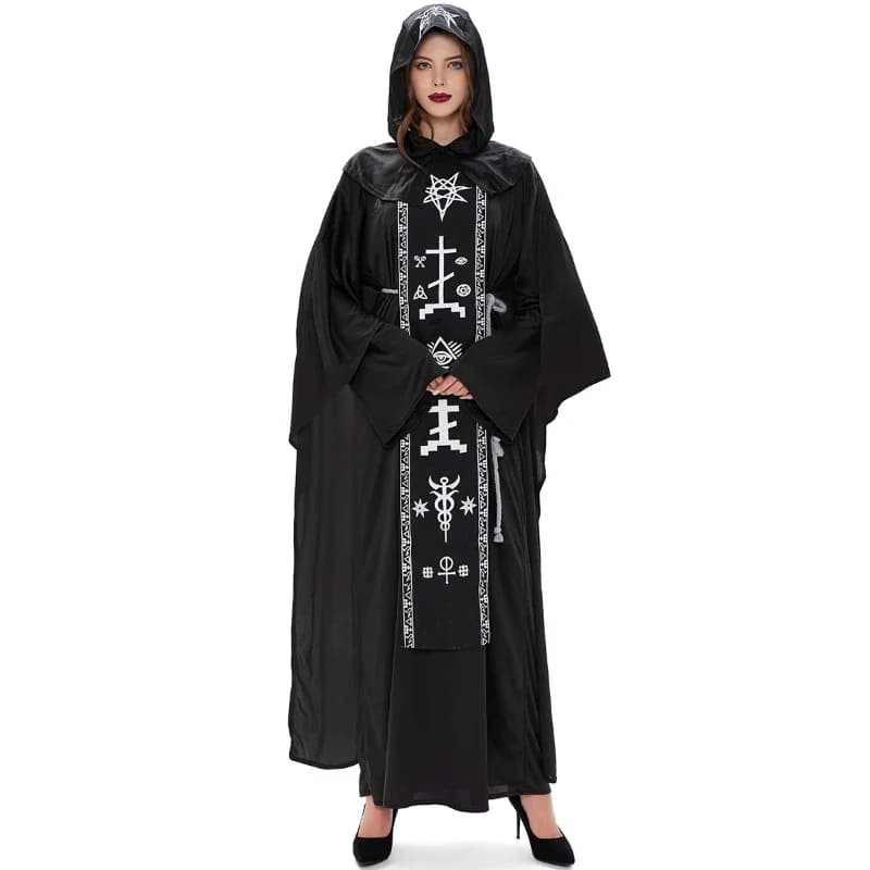 Halloween Costume Couple Wizard Black Robe Evil Mage Vampire Cosplay Costume Cosplay 2024new Anime Adult Cosplay Holiday Costume