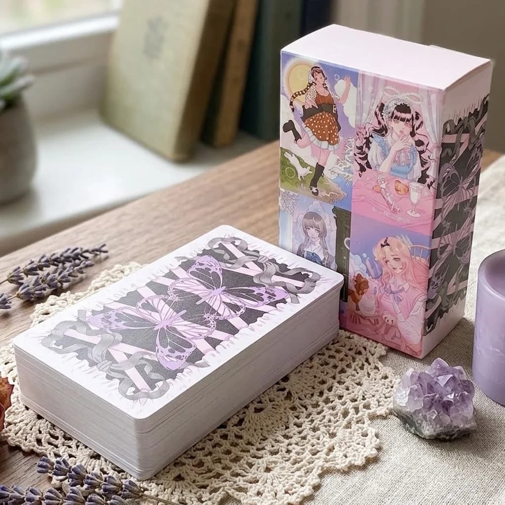 Mazzo di Tarocchi KawaiiAnime 78 Carte Estetica Coquette Rosa Pastello Tarocchi Manga - "HORANG NAVI" 10.5*6cm Doppio Rilievo