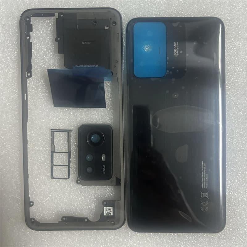 Hot A + Custodia completa per Xiaomi Redmi Note 12S Telaio centrale + Copri batteria Porta posteriore Custodia posteriore + Obiettivo della fotocamera + Scheda SIM