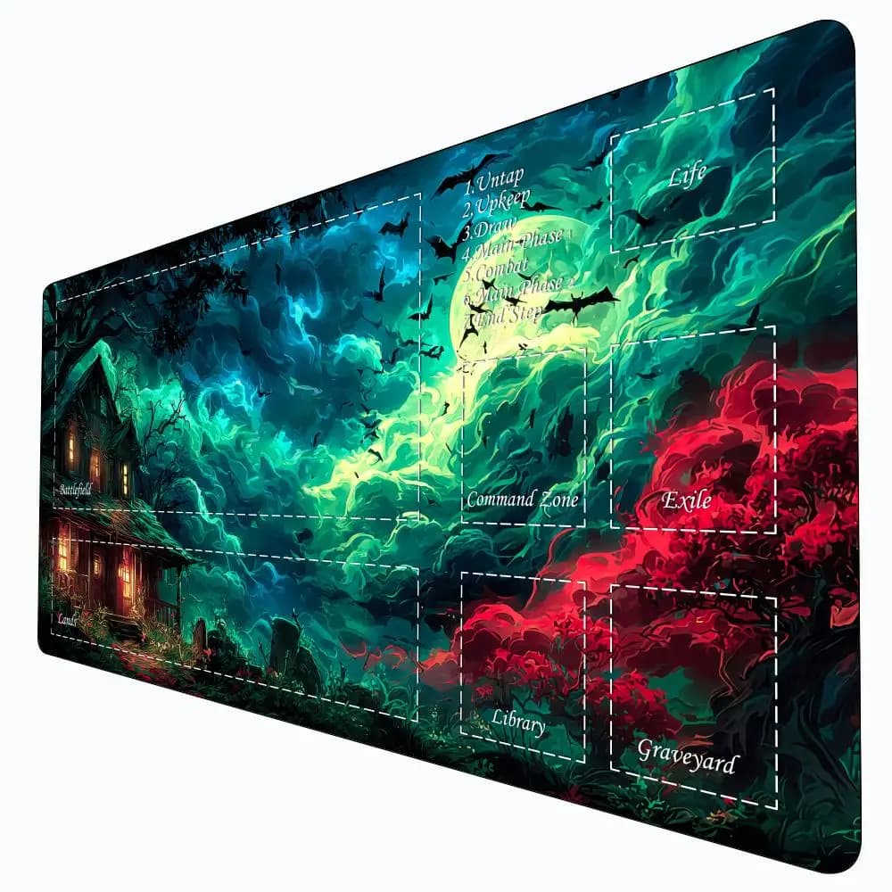 Tappetino da gioco per carte Magic Playmat con zona Terrificante Forest Hut mtg tappetino da gioco 35X60 cm Tappetino da scrivania tappetino da gioco tappeto per carte magiche