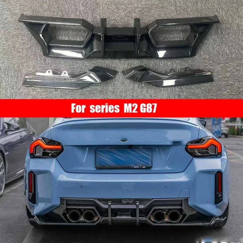 For BMW M2 G87 2020+ Carbon Fiber Back lip Car Rear Bumper Diffuser Rear Splitters Spoiler Back lip SQ Style Upgrade body kit