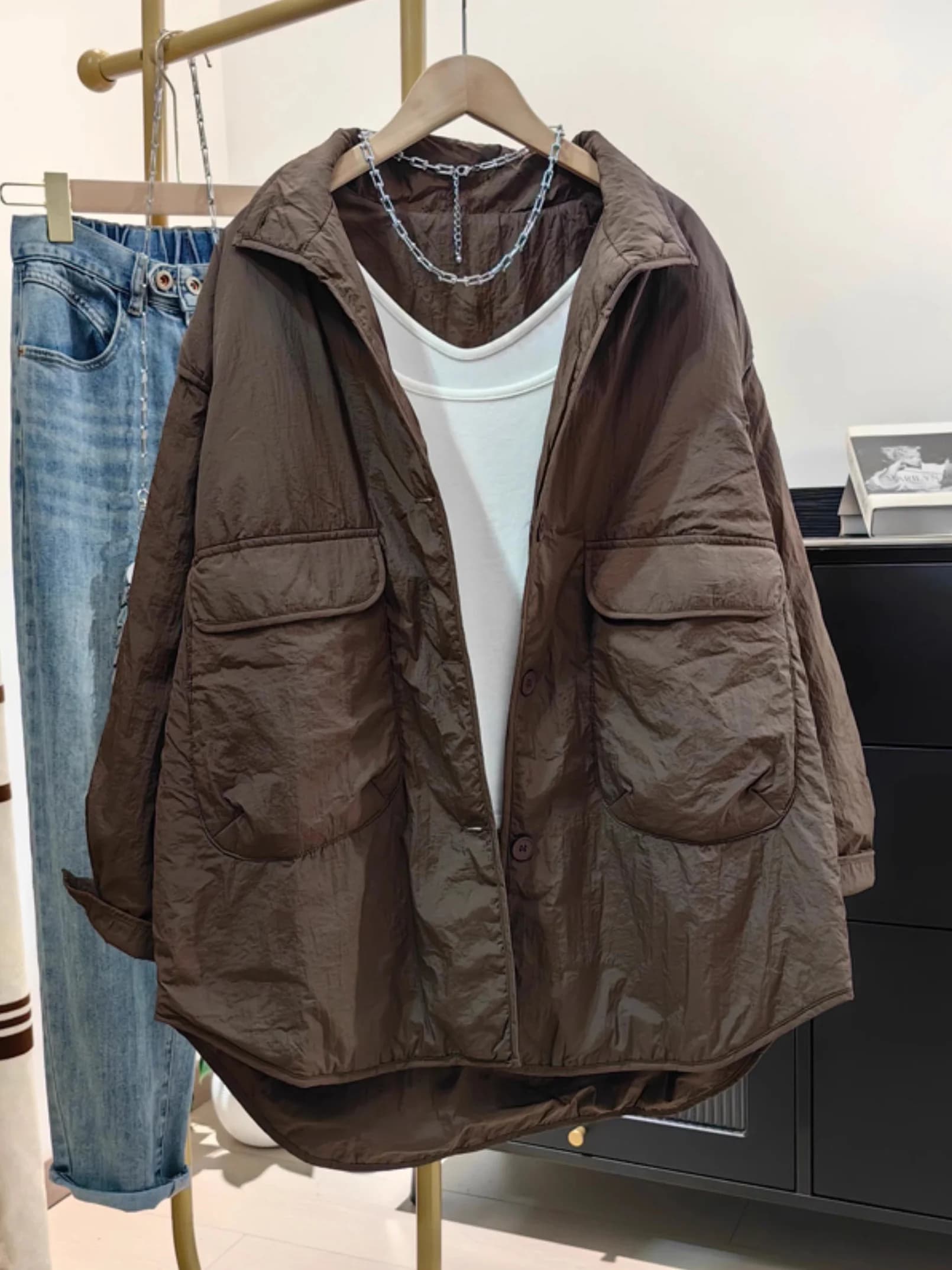 Giacca in cotone stile coreano da donna, invernale, casual, calda, di media lunghezza, che copre i glutei, con maniche lunghe