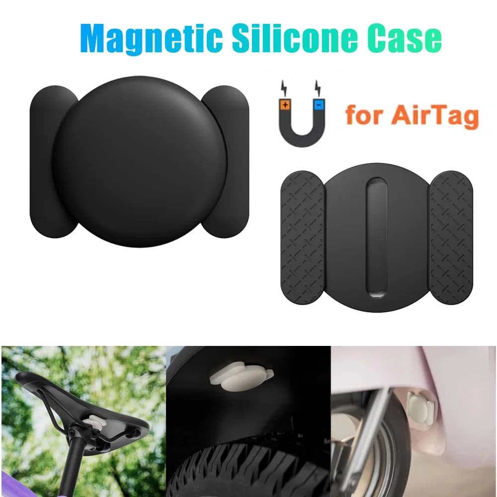 Custodia Protettiva Impermeabile in Silicone per Apple AirTag, Supporto Magnetico Potente per Localizzatore GPS Nascosto, per Bici e Moto