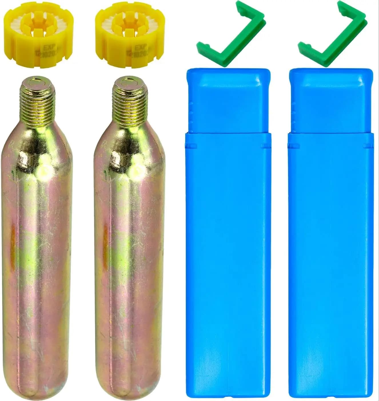 Confezione da 2 Cartucce di CO2 Automatiche, 24g/33g, Filettatura da 1/2 Pollice per Giubbotti di Salvataggio Gonfiabili