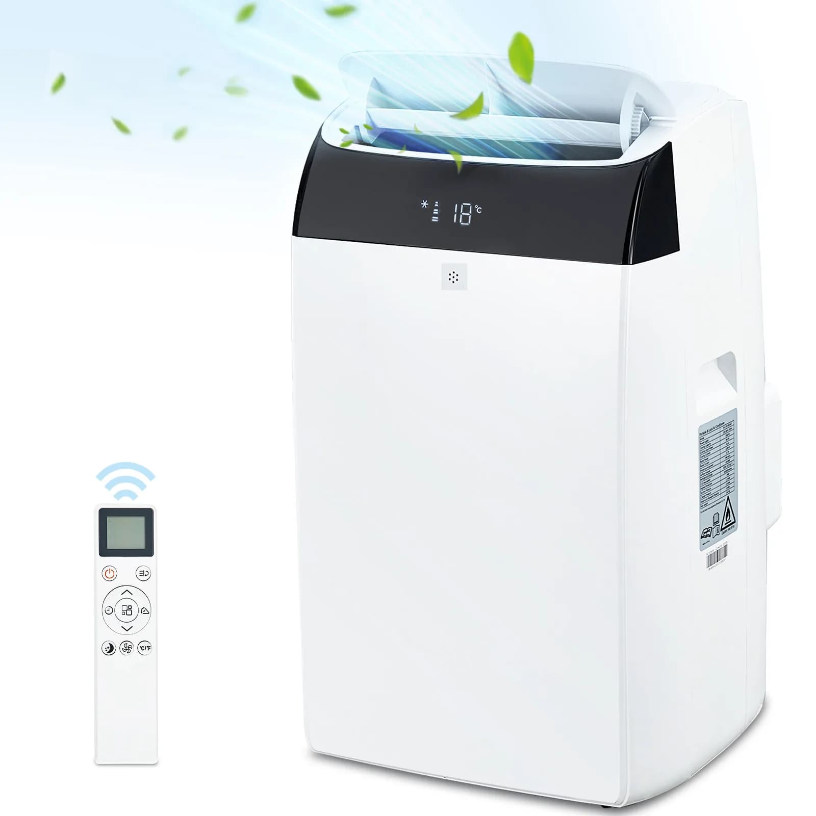 Condizionatore portatile da 14000 BTU 3 in 1 per 700 piedi quadrati, con funzione deumidificatore, ventilatore e telecomando