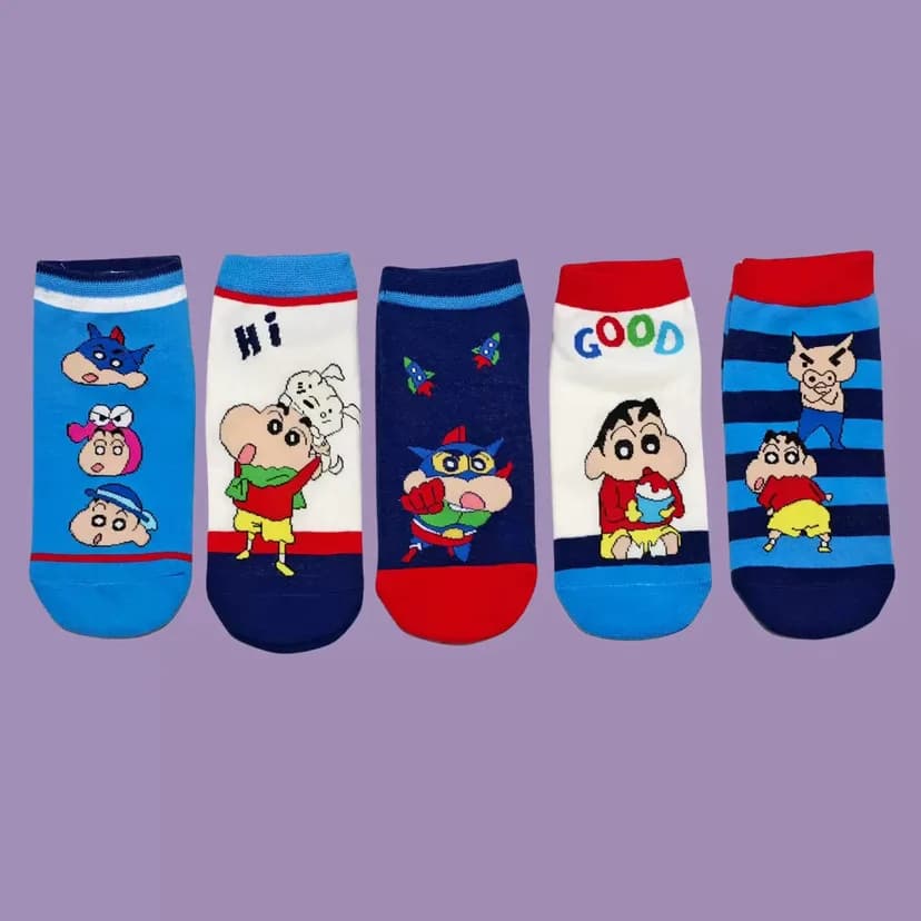 1/5 pezzi per calzini Crayon Shin-chan Anime primavera estate calzini corti traspiranti moda casual adolescenti ragazza caviglia
