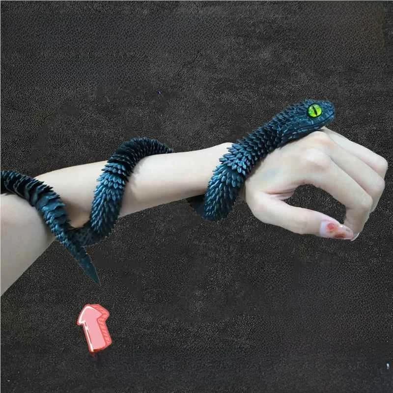 3D Printed Crystal Snake Dragon Jointable Animal Model Doll Internet Famous Tee D Printed Dragon Ornament Plastic Toys for ...