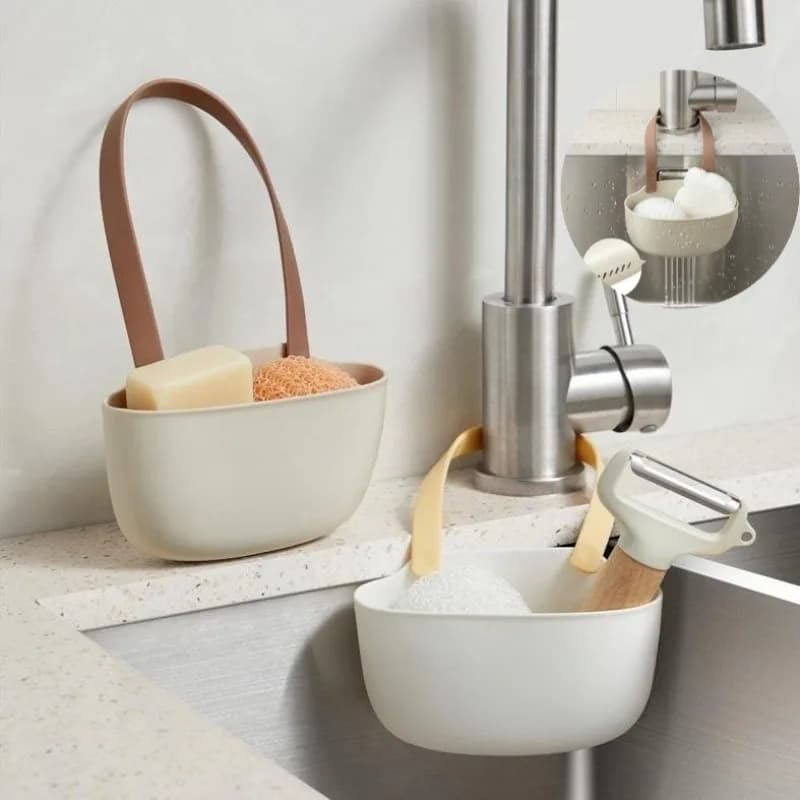 1 pz Cestello Sgocciolante Monopiano per Rubinetto da Cucina, Cesto Sospeso Non Perforato per Rifiuti Alimentari e Lavaggio Piatti
