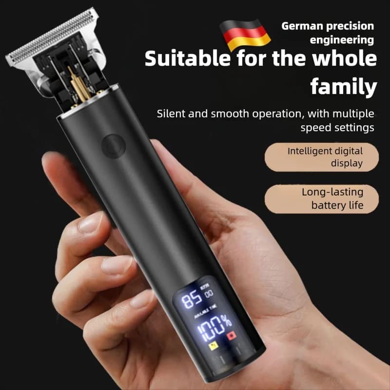 All metal super powerful digital display electric hair clipper multifunctional professional carving oil head push shear