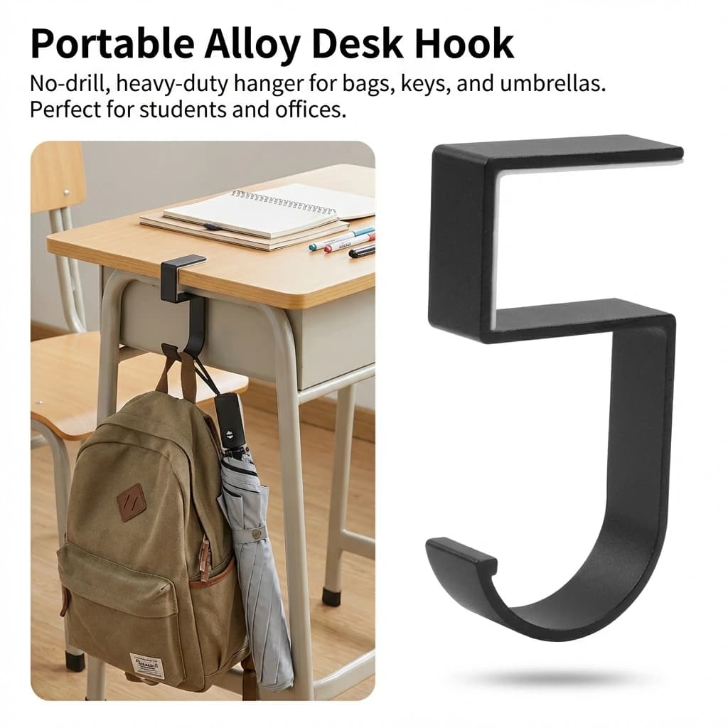 Adjustable Desk Edge Hook Gaming Headset Desktop Hanger Backpack Storage Hanging Hook Holder Punch-free Home Universal Hook Rack