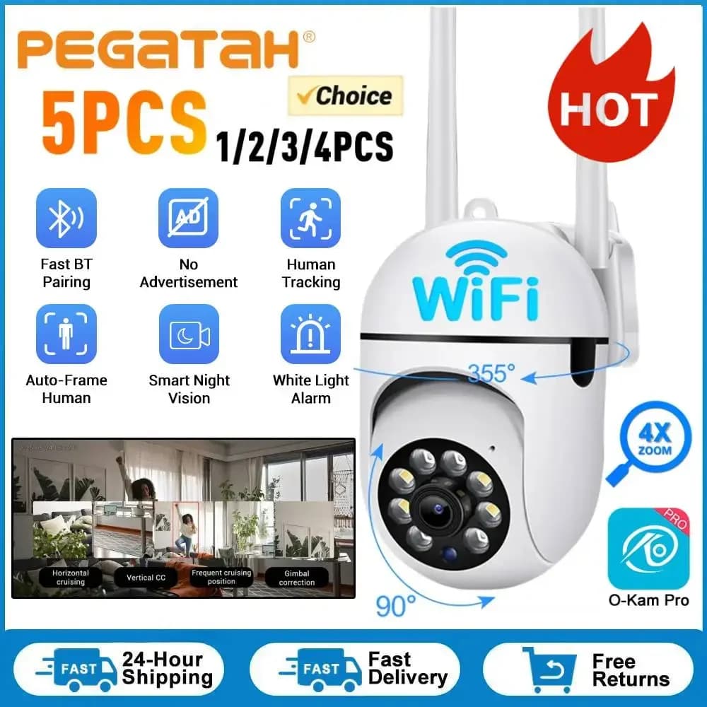 Telecamera PTZ HD da 8 MP Video sorveglianza WiFi IP Protezione di sicurezza esterna Monitor domestico Zoom 4.0X Visione notturna a colori Cam O-Kam App