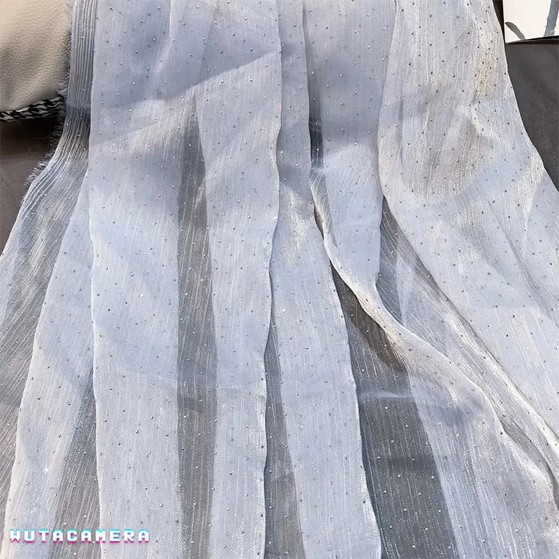 5M/lot 150Cm Wide Vintage Silk Water Wave Foil Brick Tulle Mesh Fabric Women Dress Hanfu Headwear Clothing Material F130