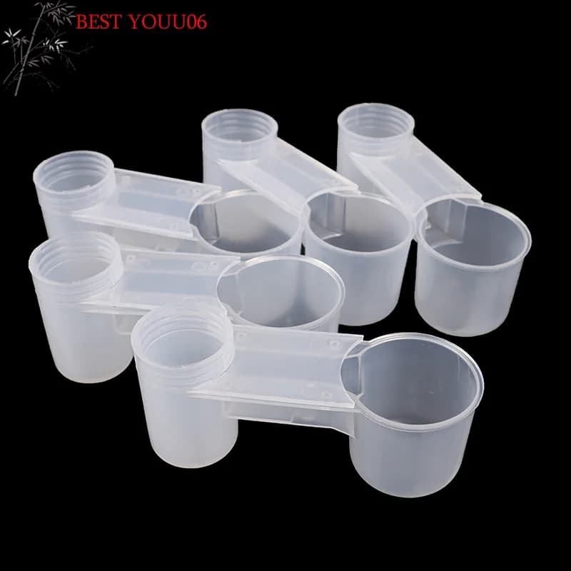 Hot 5Pcs Plastic Pet Bird Dove Drinker Bowl Quail Water Cups Bottle Pigeon Parrot Hamster Double Nozzle Water Guide Transparent
