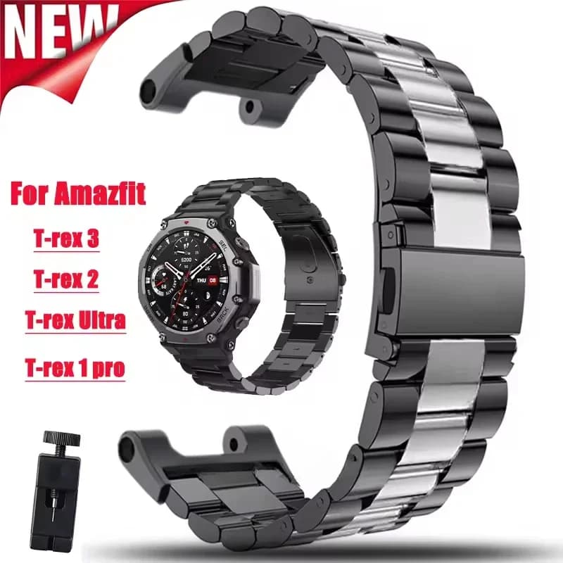 Cinturino in acciaio inossidabile per Amazfit T-rex 2 3 Ultra cinturino in metallo per Amazfit Trex Pro T Rex Tyrannosaurus braccialetto Smartwatch