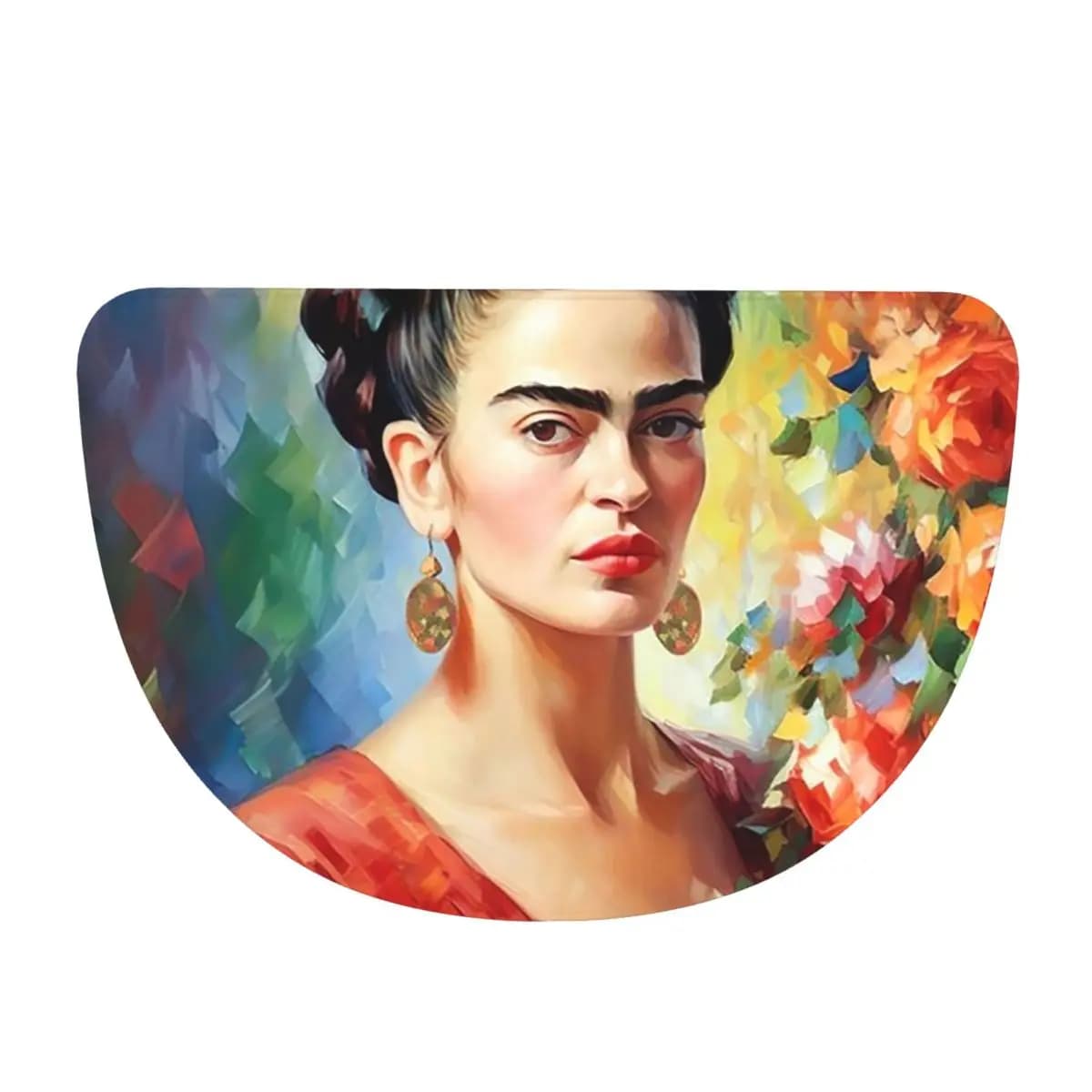Frida Kahlo Soft Flannel Half Round Doormat Non Slip Bathroom Mat Absorbent Floor Carpet for Garage