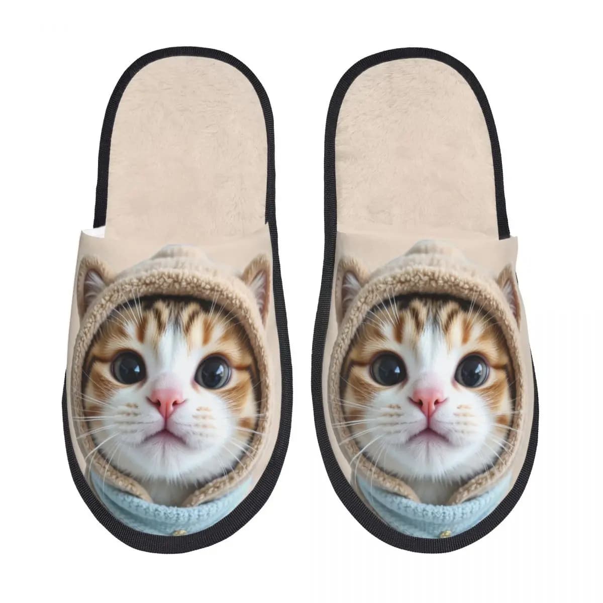 Pantofole da casa personalizzate a forma di gattino, comode pantofole da donna in memory foam, slip-on, stile spa.