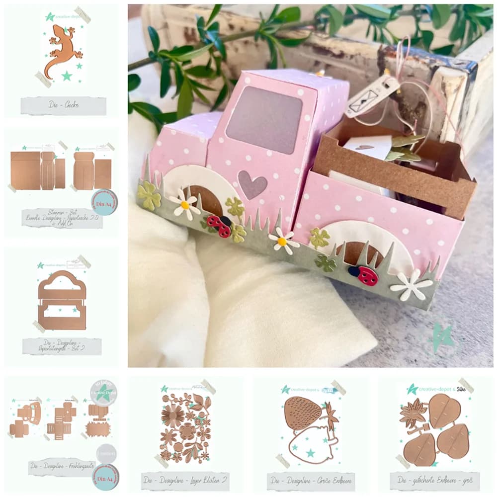 Fustelle per taglio a tema Cavallo, Primavera, Auto, Fogliame, Fragola, Geco, Kugelfisch per Nuovi Materiali per Scrapbooking e Artigianato 2025