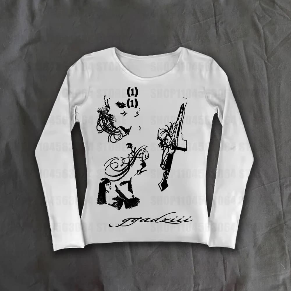 Harajuku retro women 2000s aesthetics summer streetwear Gothic letter pattern print 2000s T-shirt streetwear Emo girls Y2K top