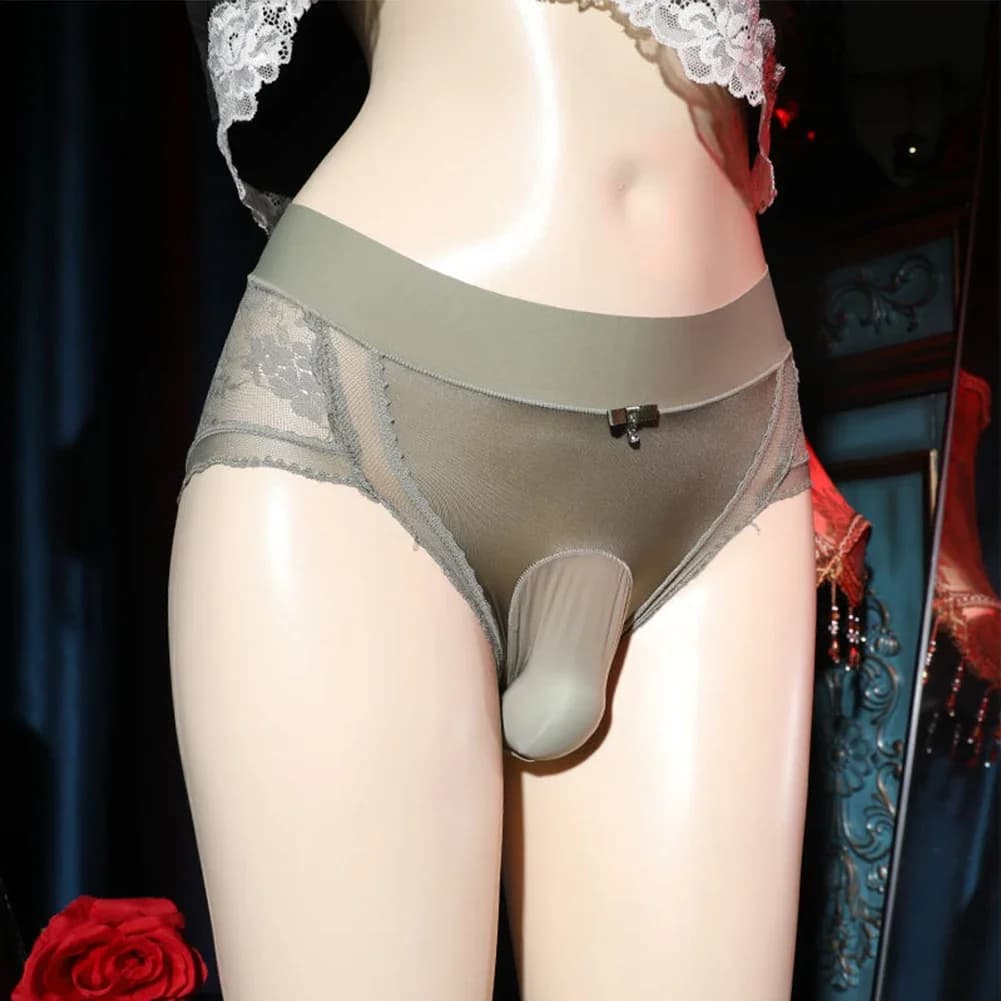 Men Wet Look Briefs Tight Panties Satin Light Ultra-thin See Through Lace Underpants Gay Sissy Pouch Underwear Erotic Lingerie