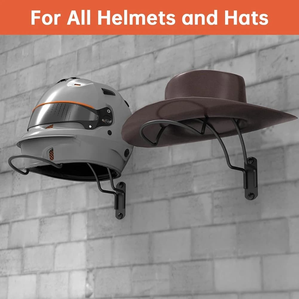 AA67-2 PCS Wall Mounted Helmet Rack Helmet Holder Hook Multifunctionnal Metal Rack For Hats Mask Wall Mount Bracket