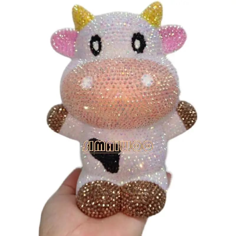 DIY Rhinestone art cow doll toy coin purse kids room decorative statue mosaic crafts crystal cross stitch luxury gift
