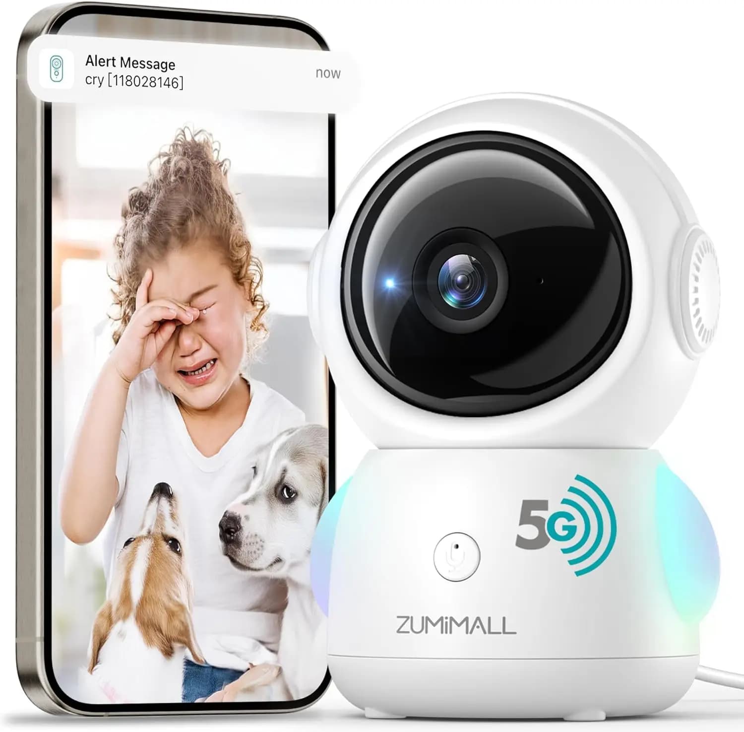 Telecamera di Sicurezza WiFi 2K per Interni con Tracciamento Automatico, Rilevamento Pianto, Supporto Alexa per Monitoraggio di Bambini, Animali Domestici e Casa
