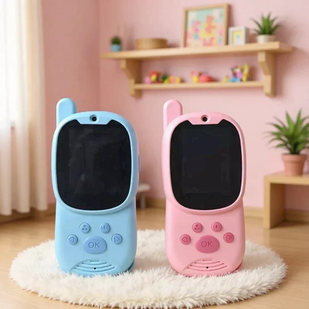 Mini videaltalkie Talkie per bambini Blu Rosa Simpatico videocitofono ricaricabile Divertente cambio voce con ampio schermo da 2,0 pollici