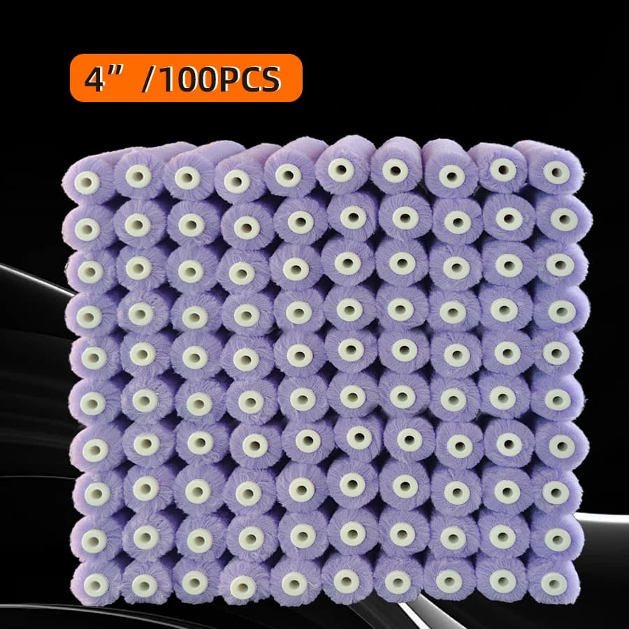 100 Pezzi Rullo in Velluto da 4 Pollici Senza Pelucchi per Finitura Fine, Mini Rullo di Ricambio per Pittura al Lattice, Decorazione Murale e Rivestimenti Artistici