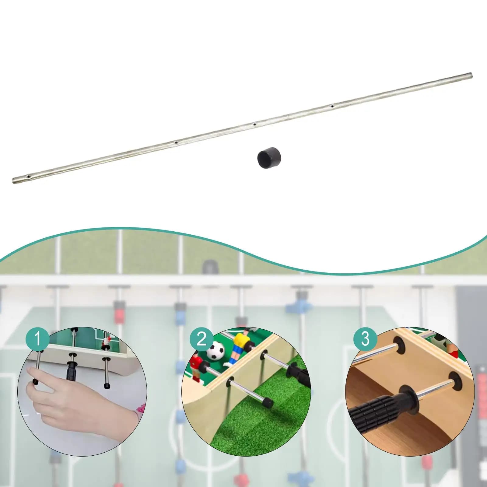 Asta per Calciobalilla con Foro da 2,5 mm per Adulti e Bambini, Ricambio in Metallo