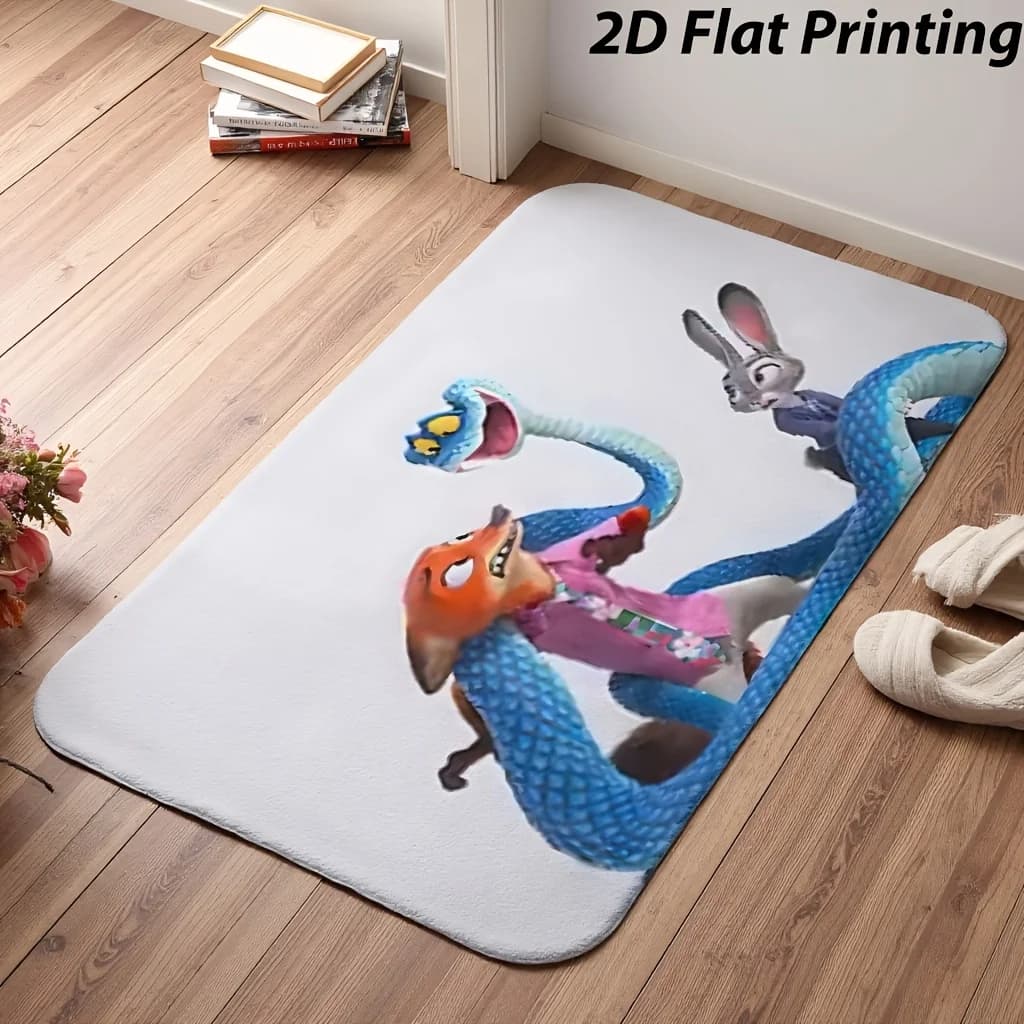 Tappetino da Bagno in Flanella Disney 2D Piatto, 1 Pezzo | Stampa piatta 2D, facile da pulire, adatta per ingresso, camera da letto e bagno