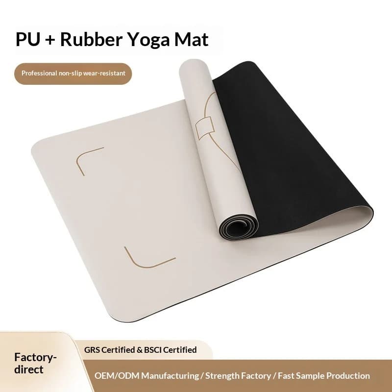 Yoga Mat PU Rubber Extra-wide Thick Silent Shock-absorbing Professional Non-slip Custom 183cm Rectangular Stripes logo