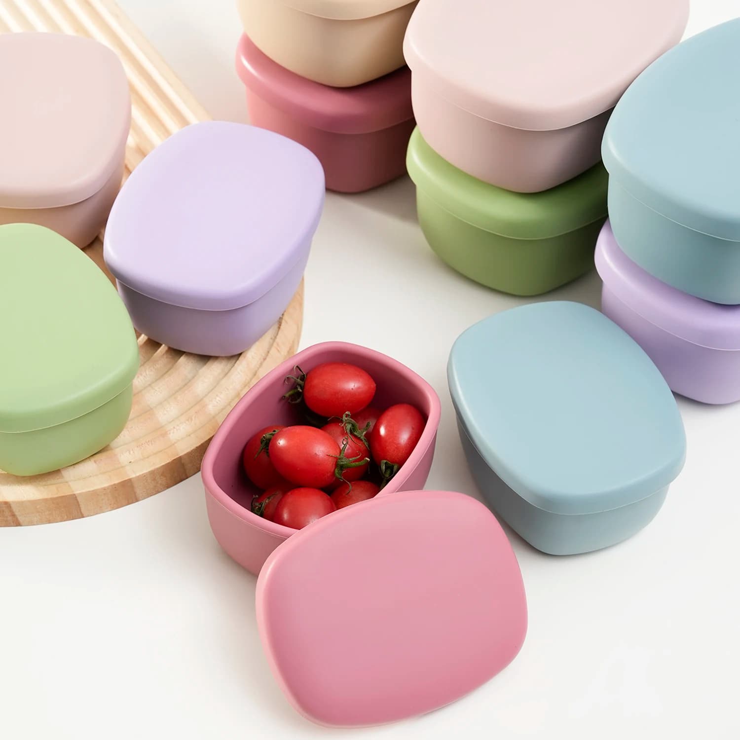 2 contenitori per alimenti per bambini con coperchi, portatili, a tenuta stagna, per il pranzo dei bambini, set di stoviglie solide per l'alimentazione di neonati e bambini piccoli