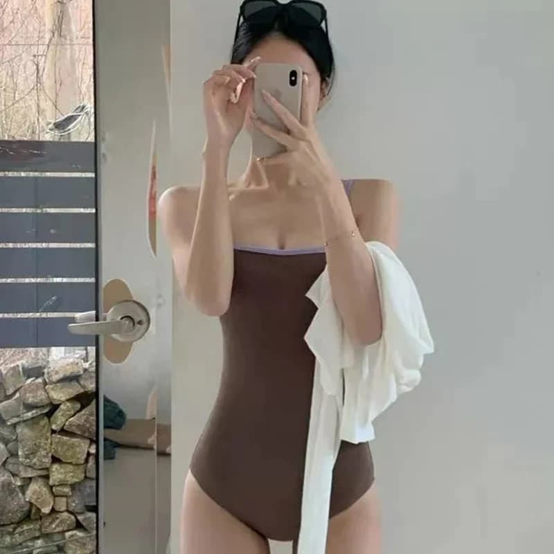 Costume da bagno intero da donna e Design Thermal Spring, che copre la pancia, casual, senza marchio