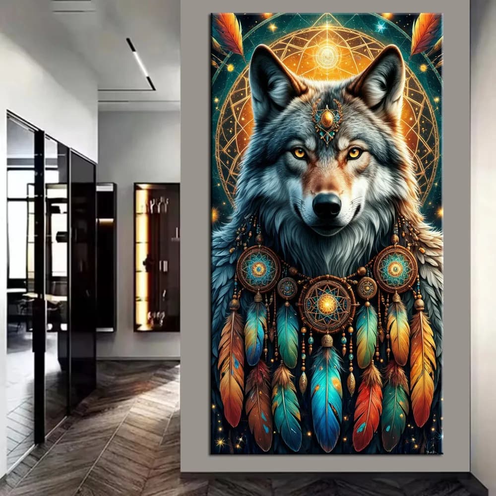 DIY Diamond Painting Cross Stitch Wolf and Dreamcatcher Picture Full Drills Diamond Mosaic New Collection Home Decor