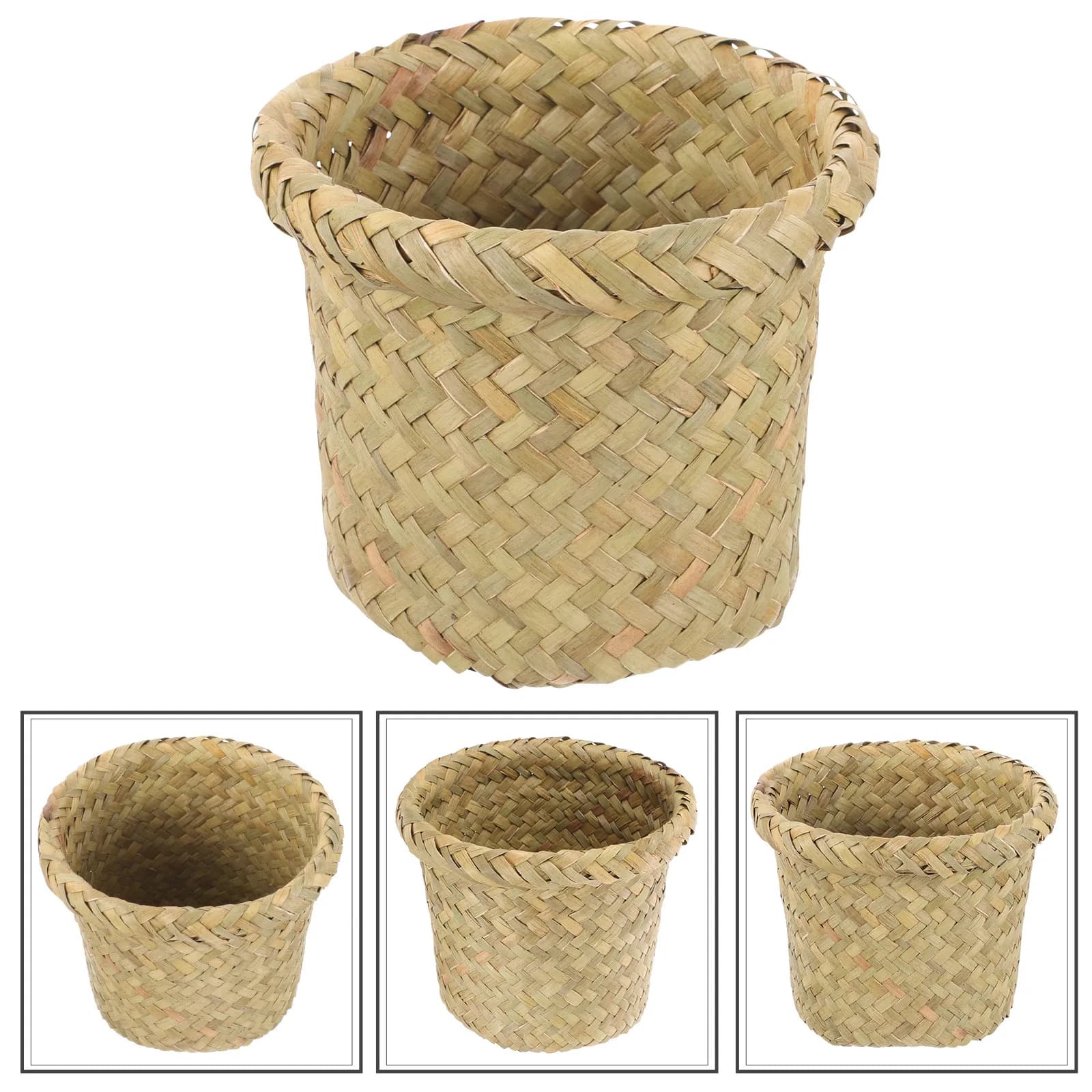 Cestino per Rifiuti in Materiale Naturale Intrecciato, Leggero e Robusto, Design Elegante e Moderno per Casa e Ufficio