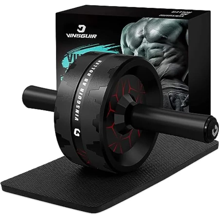 Abdominal Wheel with Knee Accessories and Mat, Core and Abdominal Training Equipment, Black, for Strength Training Total Body