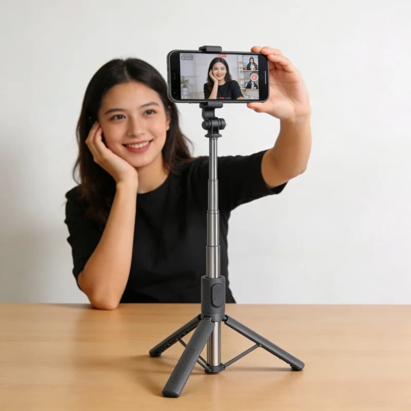 Nuovo Bastone Selfie Bluetooth Retrattile, Mini Treppiede Portatile Multifunzionale con Supporto per Telefono e Telecomando Wireless