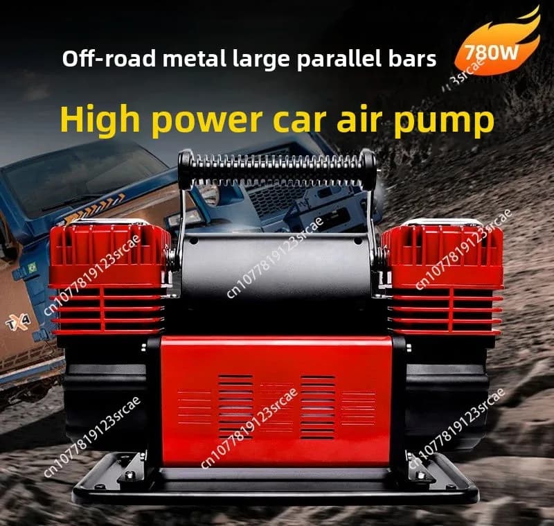 Compressore d'aria portatile Gonfiatore per pneumatici Pompa d'aria a doppio cilindro per auto Pompa d'aria ad alta pressione ad alta potenza da 780 W con orologio meccanico