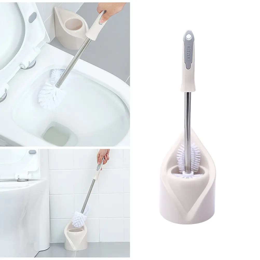 Set di spazzole per WC con manico lungo, spazzola per la pulizia a doppia testa per la rimozione delle macchie, spazzola per bagno con setole elastiche e design con gancio