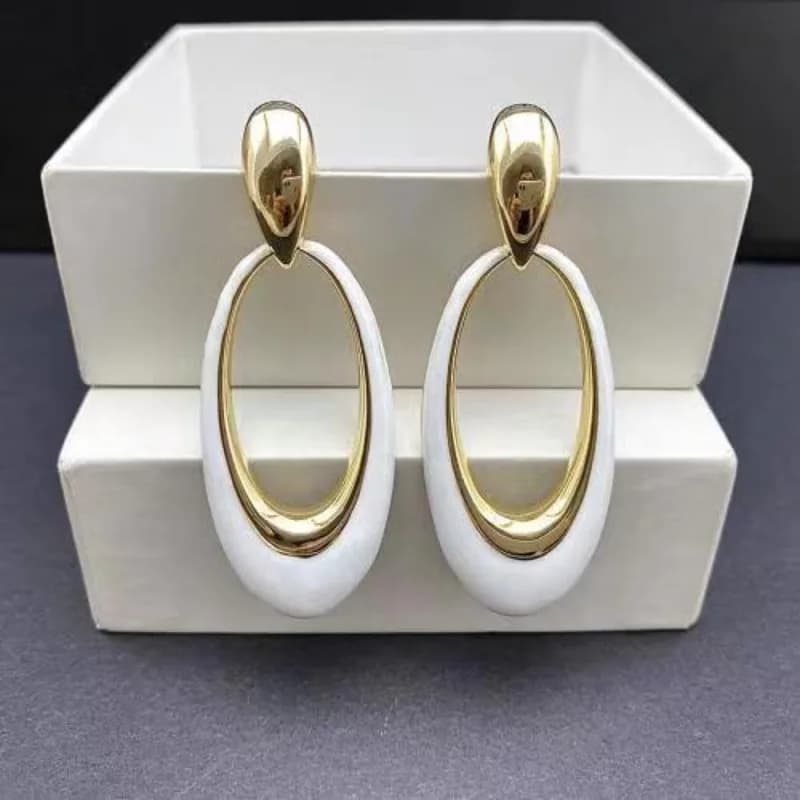 1 pair of exaggerated geometric earrings with drop enamel for women engagement decorations with american european style jewelry