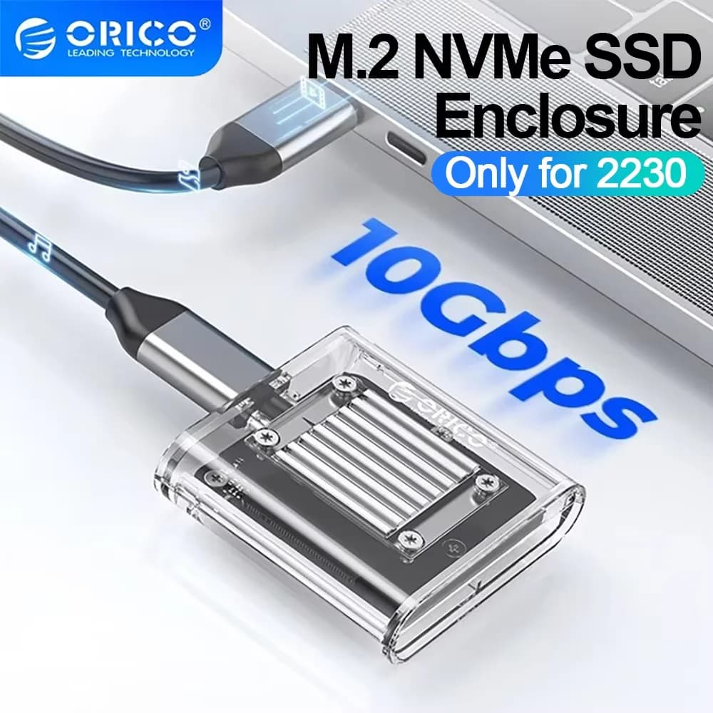 ORICO 2230 M.2 NVMe SSD Enclosure 10Gbps USB C 3.2 Transparent External Adapter for M2 NVME PCI-E SSD Case Tool-free N750