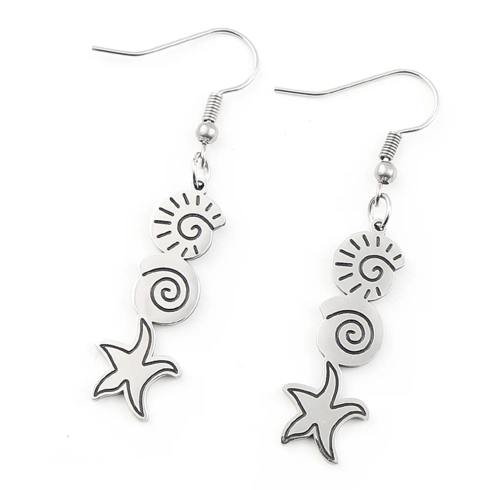 Orecchini Pendenti a Forma di Conchiglia e Stella Marina per Donne e Ragazze, in Acciaio Inossidabile Color Argento, Gioielli Estivi a Tema Oceano, Idea Regalo