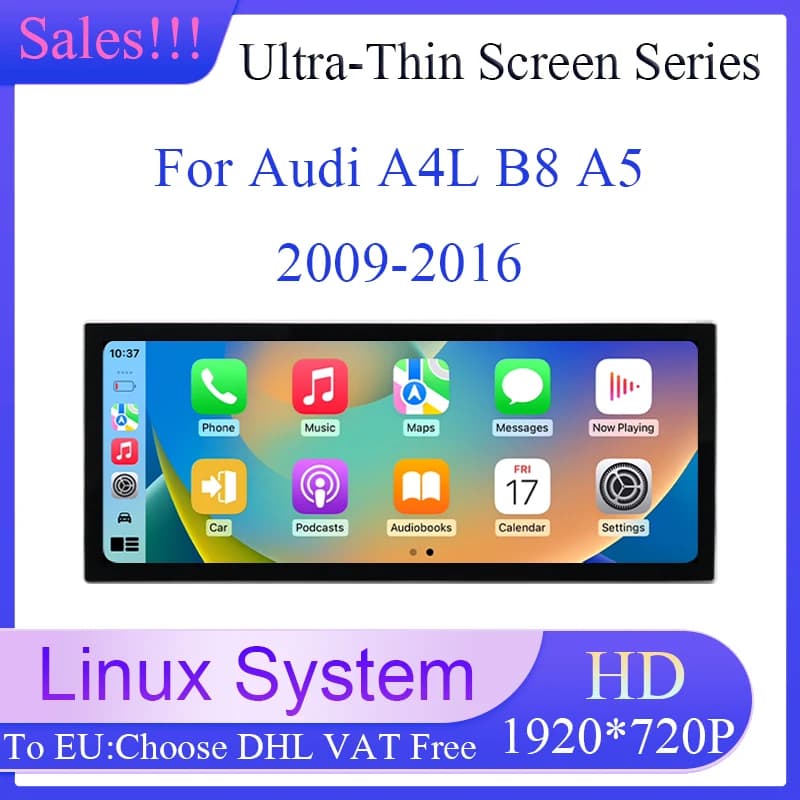 Lettore multimediale video per auto con sistema Linux per Audi A4L A4 B8 A5 2009-2016 12.3" Carplay Android Auto Navigazione GPS