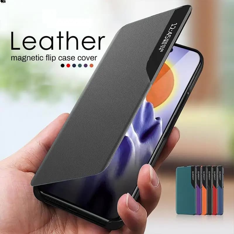 S21FE SM G990B G990W View Window Smart Flip Case For Samsung Galaxy S21 FE Cover Luxury Original Magnetic Leather Phone Fundas