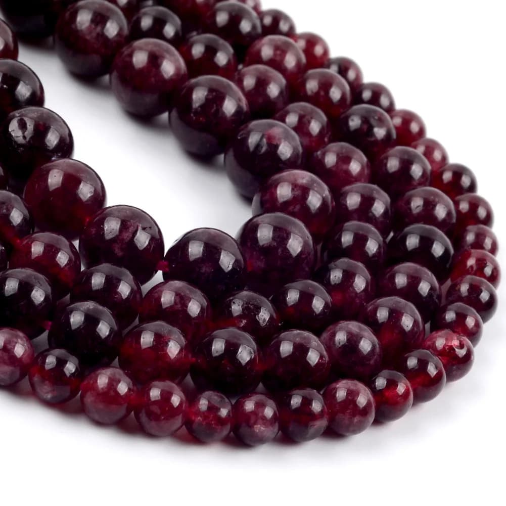 6mm-10mm Natural Red Garnet Jade Stone Round Beads for Jewelry Making DIY Necklace Bracelet Accessorise 15inches