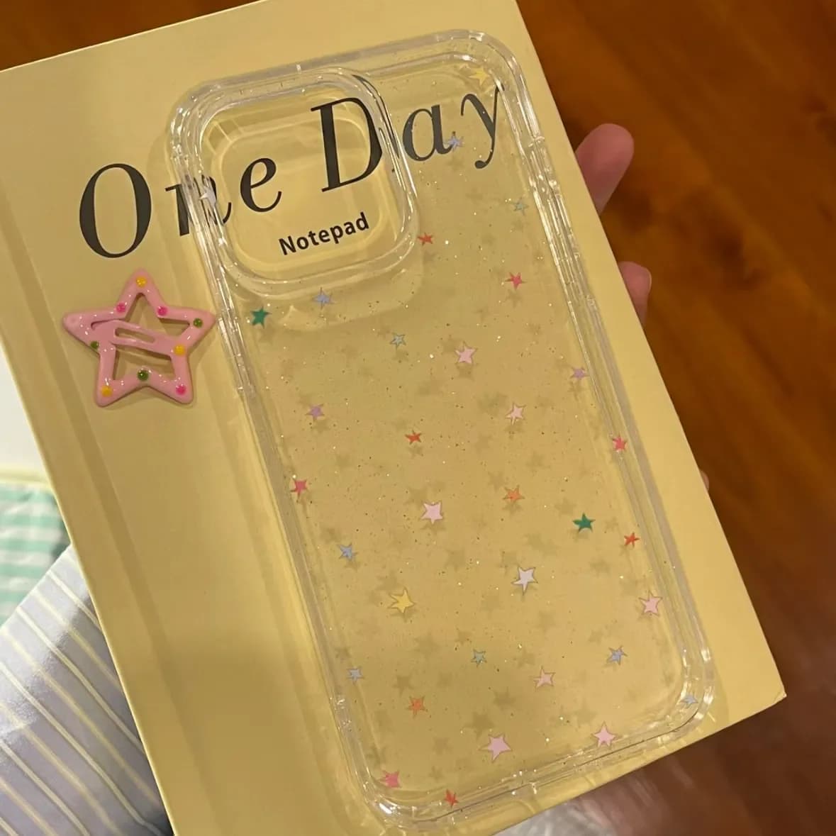 Dopamine Colorful Stars Glitter Phone Case For iPhone 17 16 15 14 13 12 11 Pro MAX 17air MINI XR XS 7 8 Plus Transparent Cover