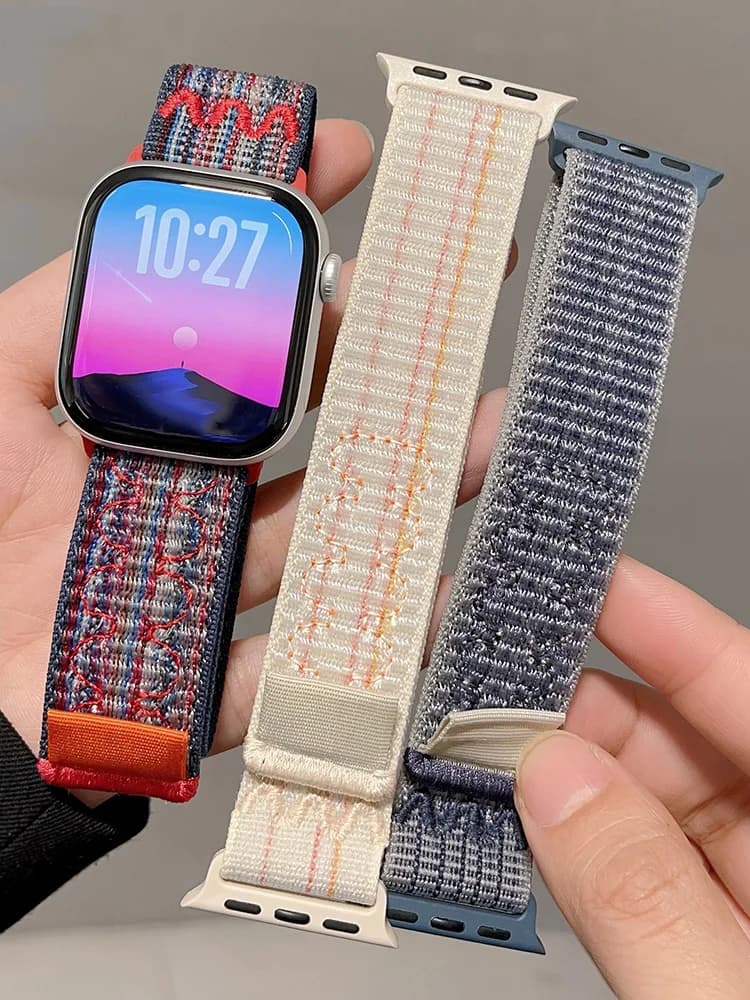 Cinturino in nylon per Apple Watch 45mm-44mm 49mm 42mm-40mm-46mm 41mm 38mm Bracciale Correa per iWatch Serie 10/Ultra 2/8/9/6 SE 7