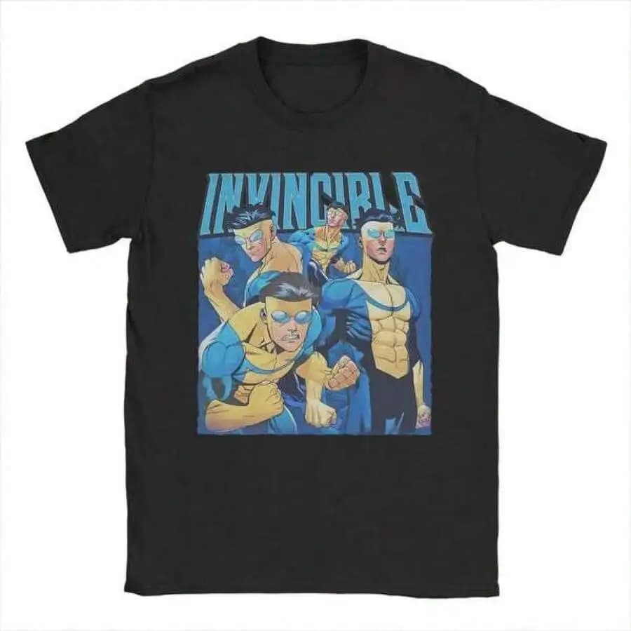 T-shirt da uomo in puro cotone T-shirt in cotone con personaggio dei fumetti Invincible per uomo, maglietta estiva