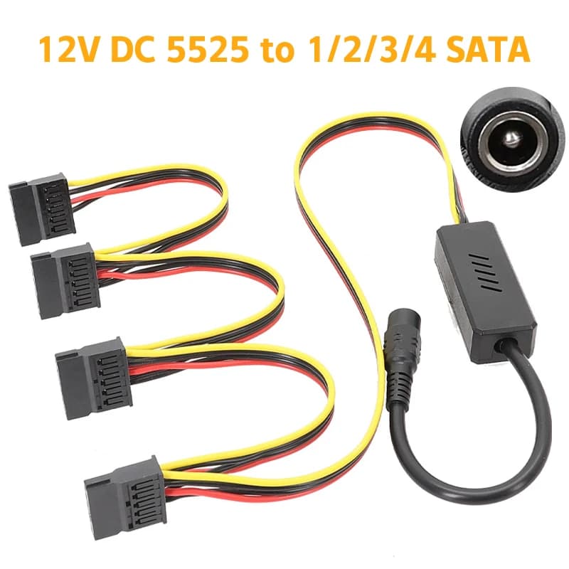 Cavo di alimentazione per disco rigido SATA da 5,5×2,5 mm CC da 12 V a 4 pin Molex con regolatore di tensione per alimentazione esterna SSD HDD